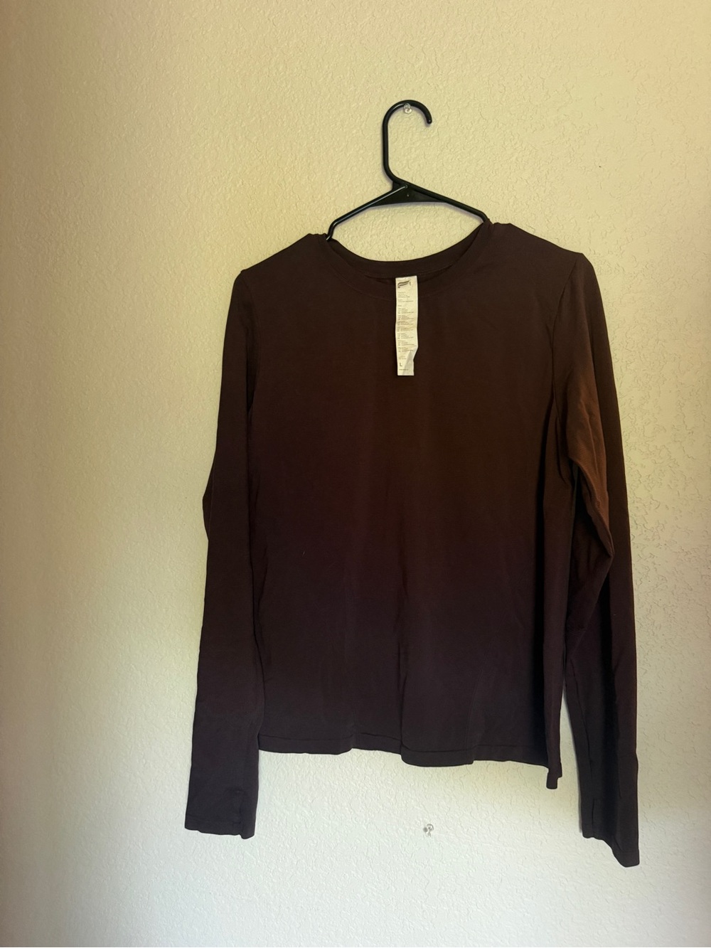 Fabletics Dark Purple Long-Sleeve Crewneck Top